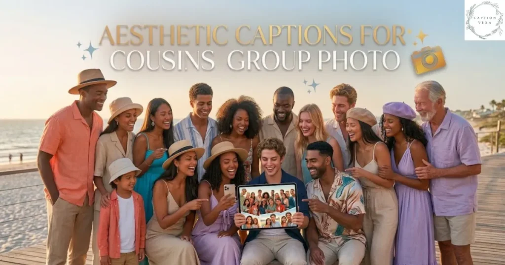 Aesthetic Captions for Cousins Group Photo