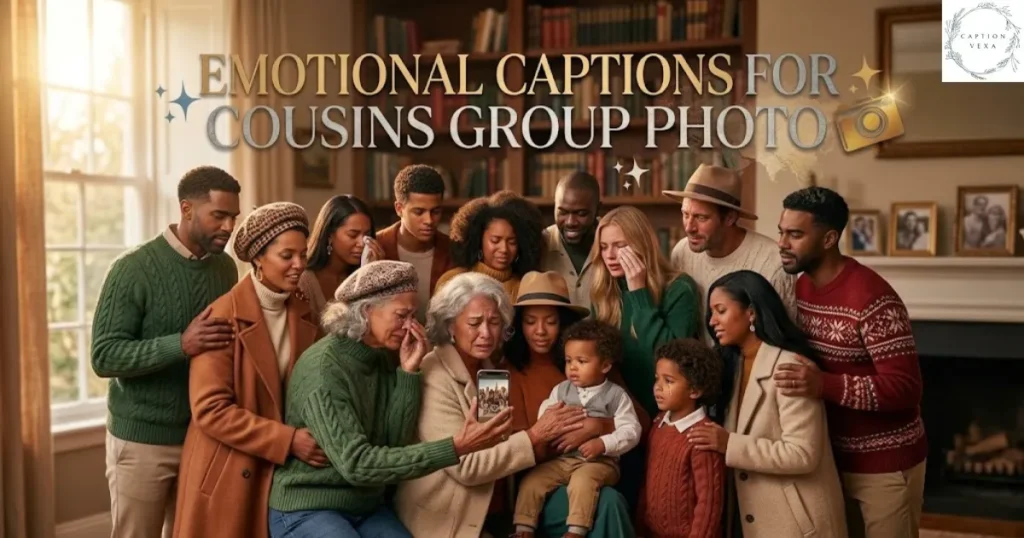 Emotional Captions for Cousins Group Photo